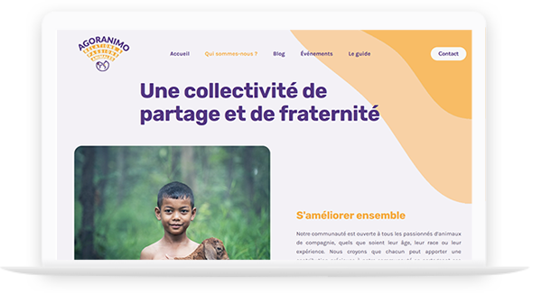 écran d'arrivée du site agoranimo