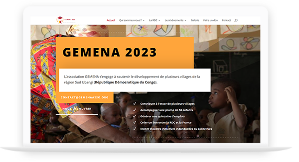 écran d'arrivée du site Gemena 2023